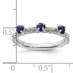 Sterling Silver Stackable Expressions Created Sapphire Three Stone Ring