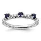 Sterling Silver Stackable Expressions Created Sapphire Three Stone Ring