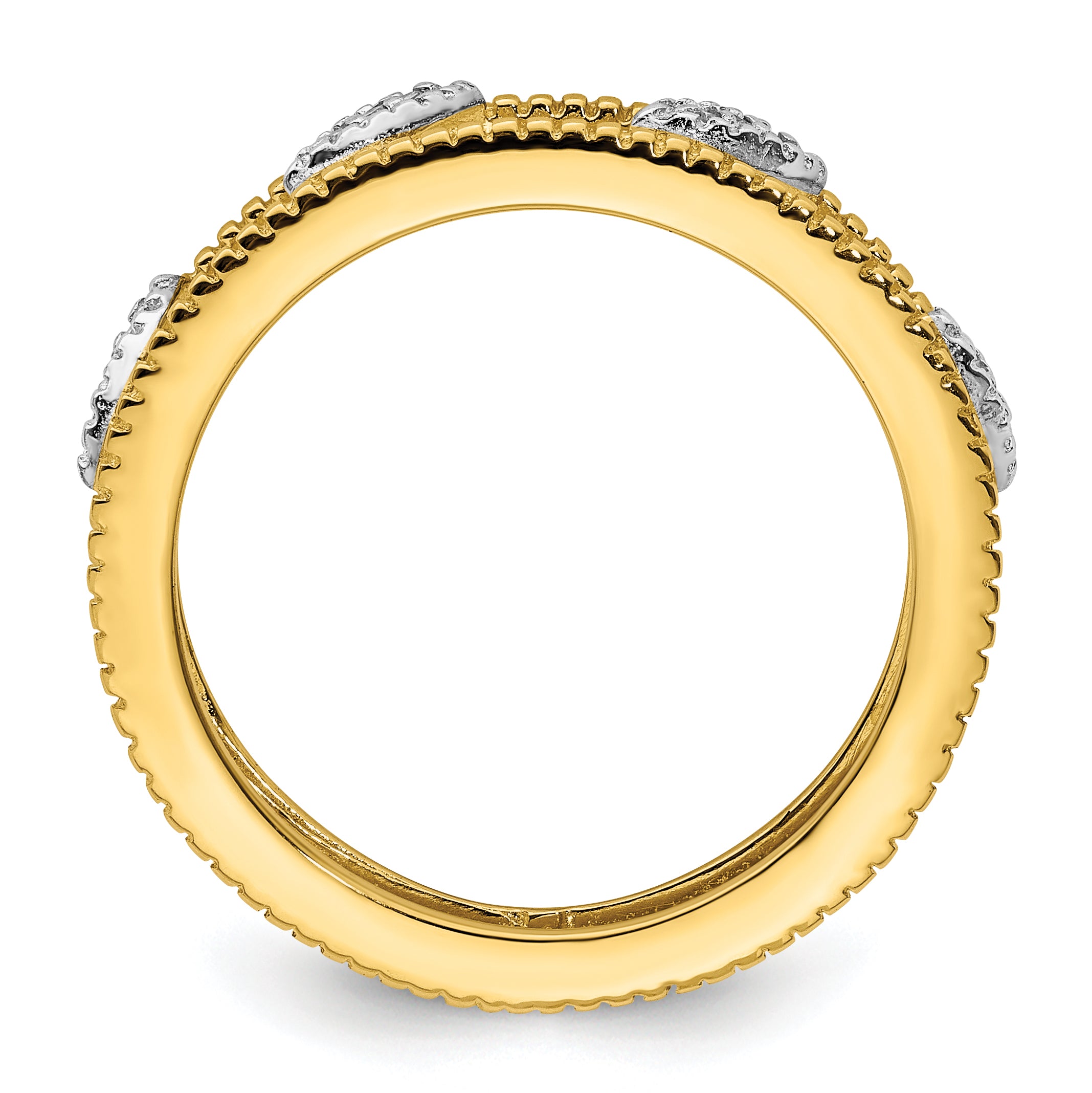 Sterling Silver Stackable Expressions Gold-plated Diamond Jacket Ring Secondary image