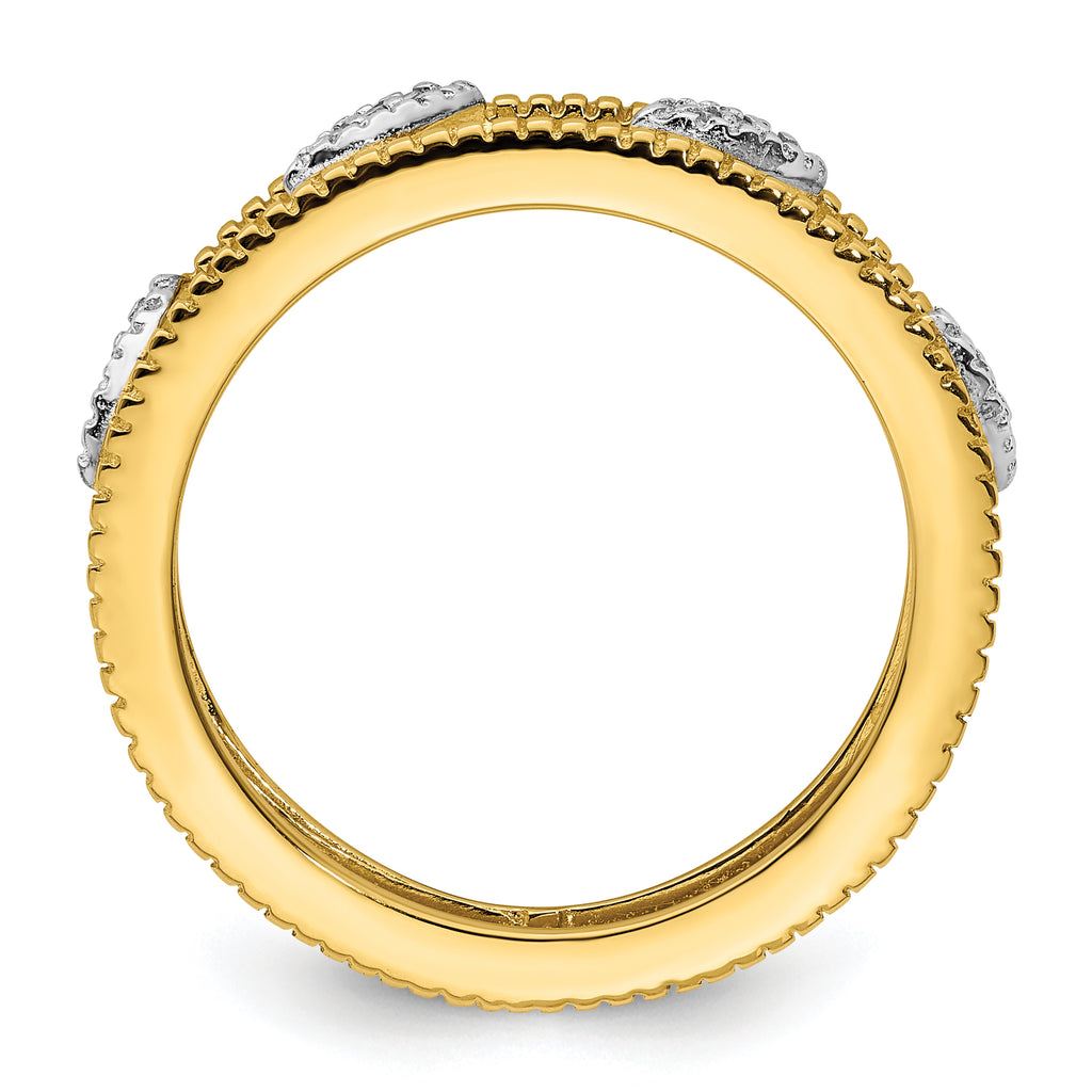 Sterling Silver Stackable Expressions Gold-plated Diamond Jacket Ring