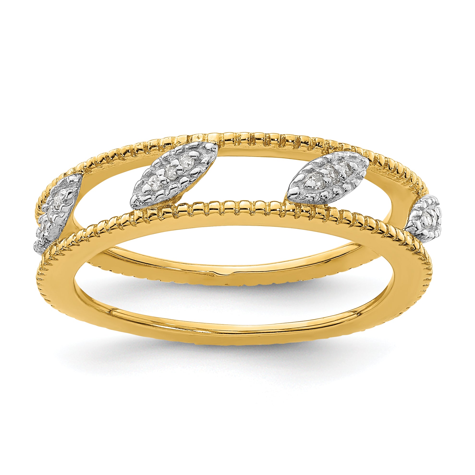 Sterling Silver Stackable Expressions Gold-plated Diamond Jacket Ring Main image