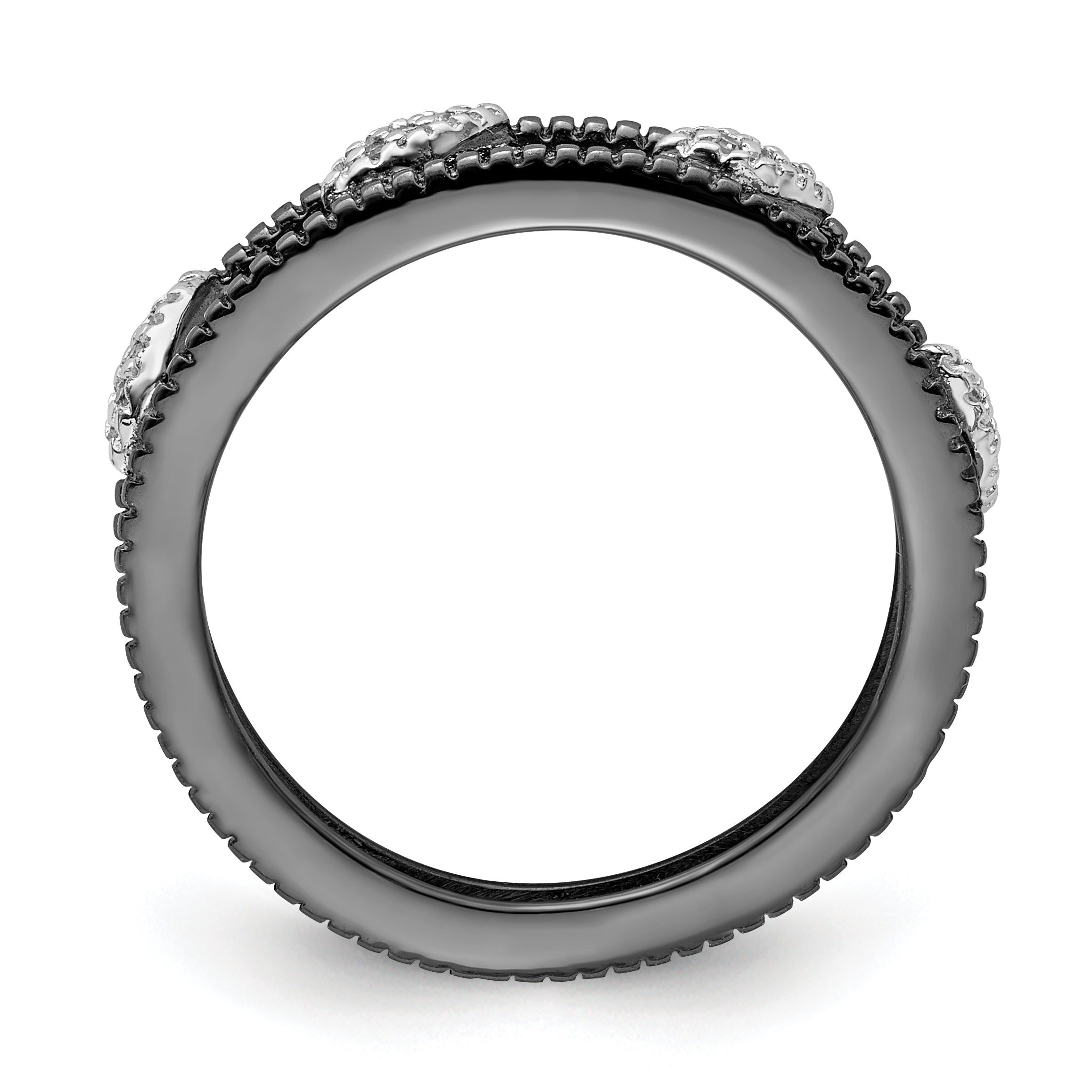 Sterling Silver Stackable Expressions Ruthenium-plated Diamond Jacket Ring Secondary image