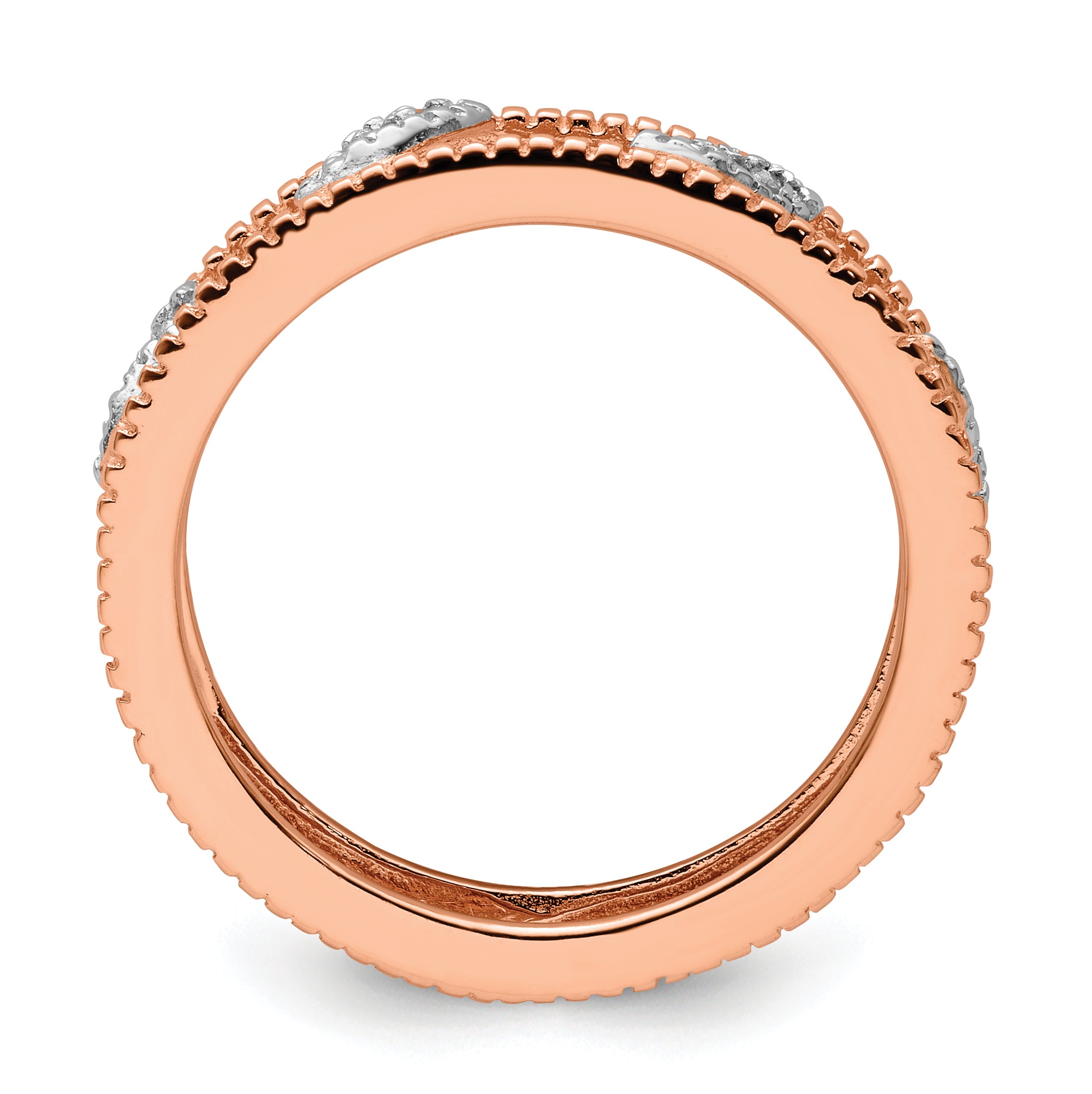 Sterling Silver Stackable Expressions Rose Gold-plated Diamond Jacket Ring Secondary image