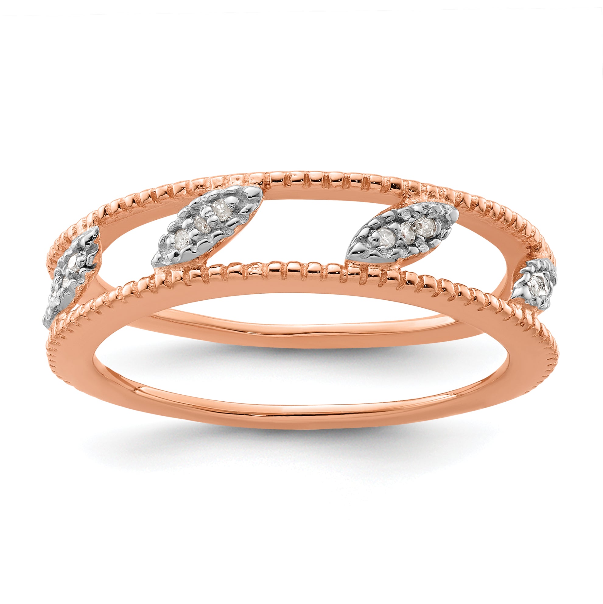 Sterling Silver Stackable Expressions Rose Gold-plated Diamond Jacket Ring Main image