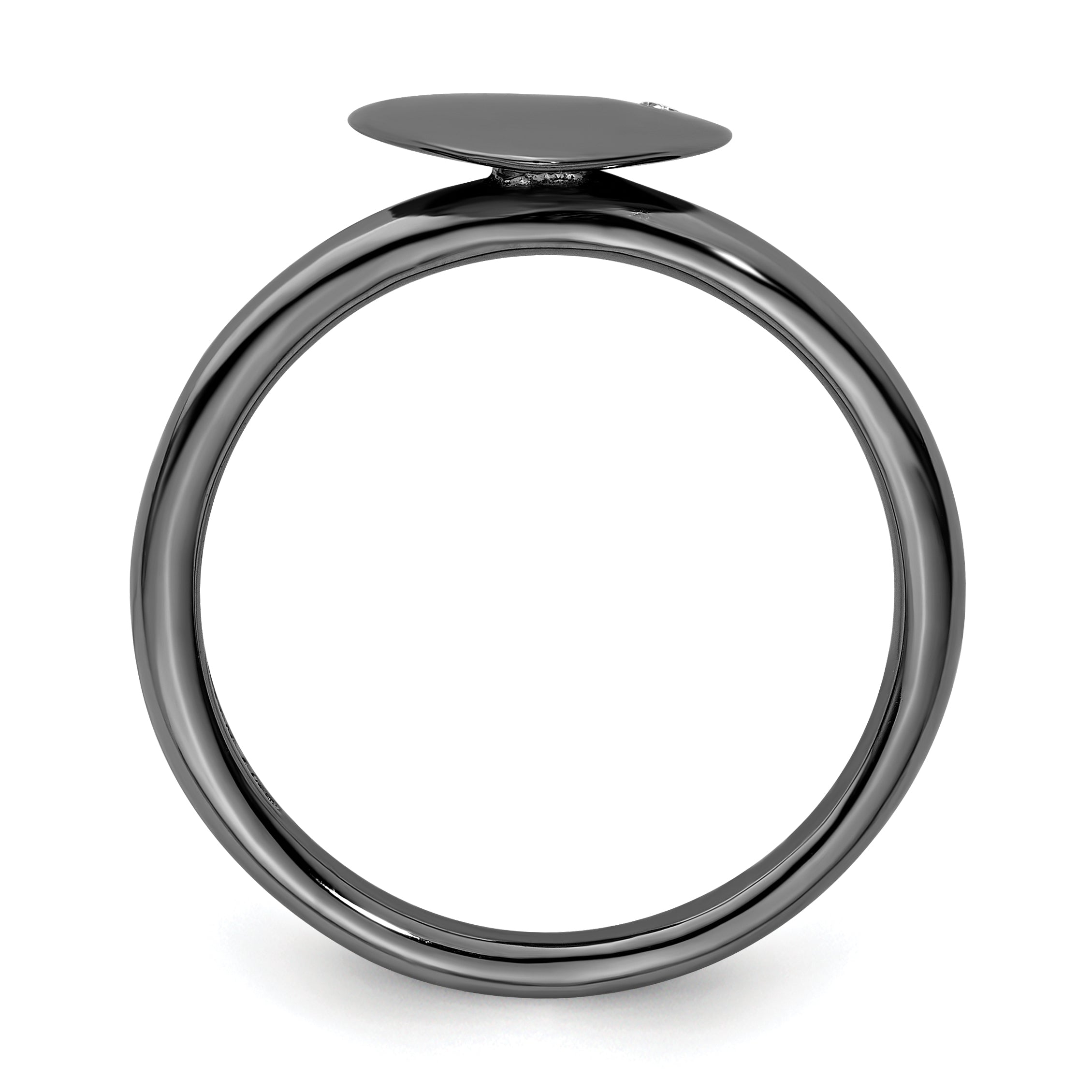 Sterling Silver Stackable Expressions Ruthenium-plated Heart Diamond Ring Secondary image
