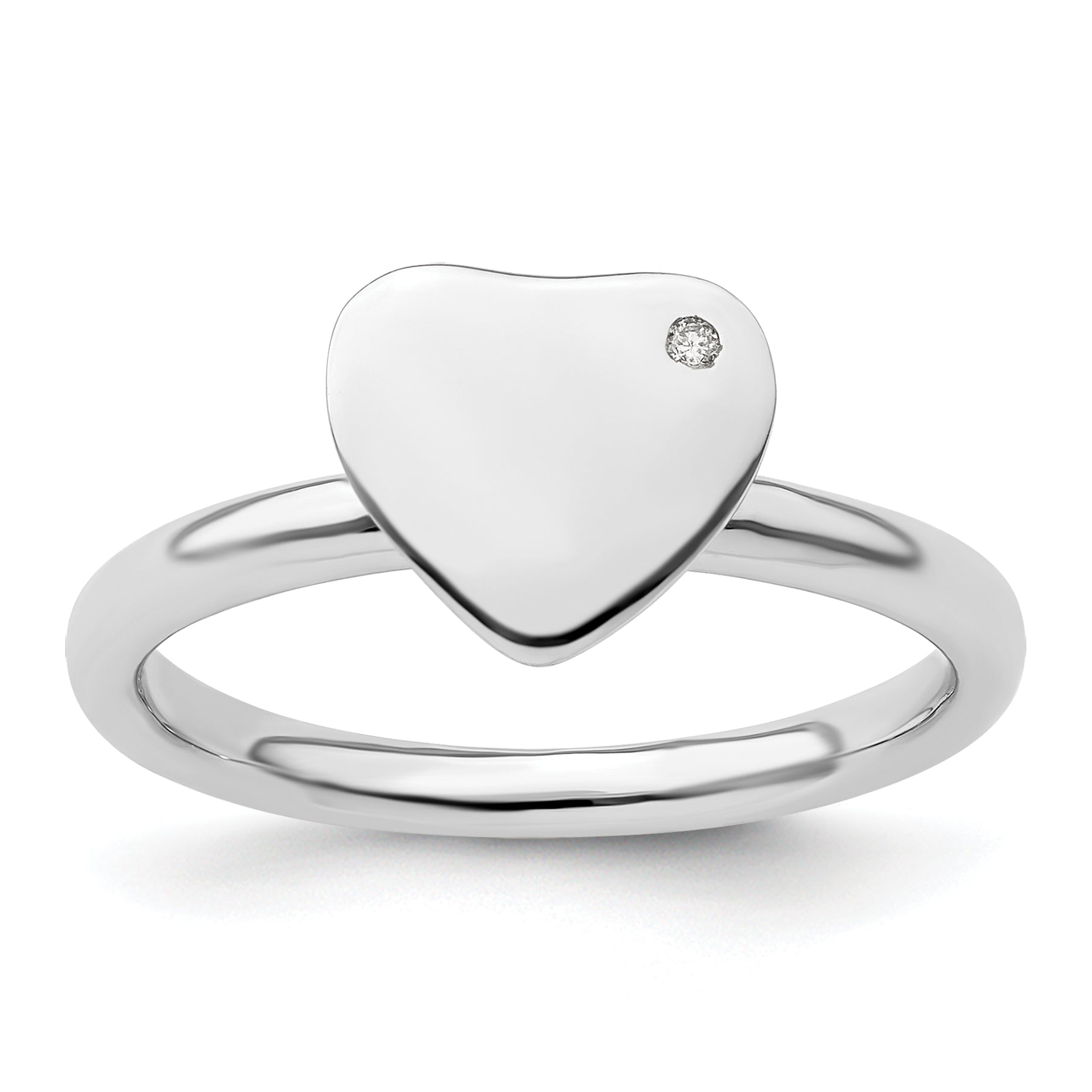 Sterling Silver Stackable Expressions Rhodium-plated Heart Diamond Ring Main image