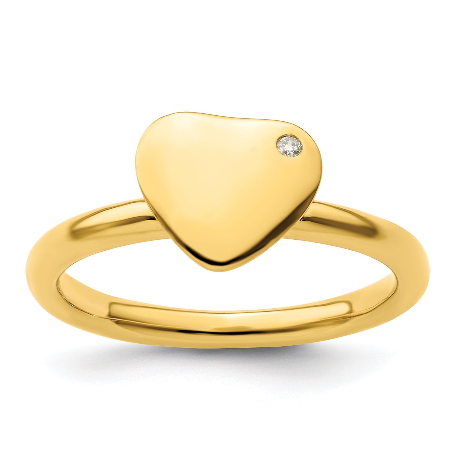 Sterling Silver Stackable Expressions Gold-plated Heart Diamond Ring Main image
