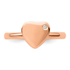 Sterling Silver Stackable Expressions Rose Gold-plated Heart Diamond Ring