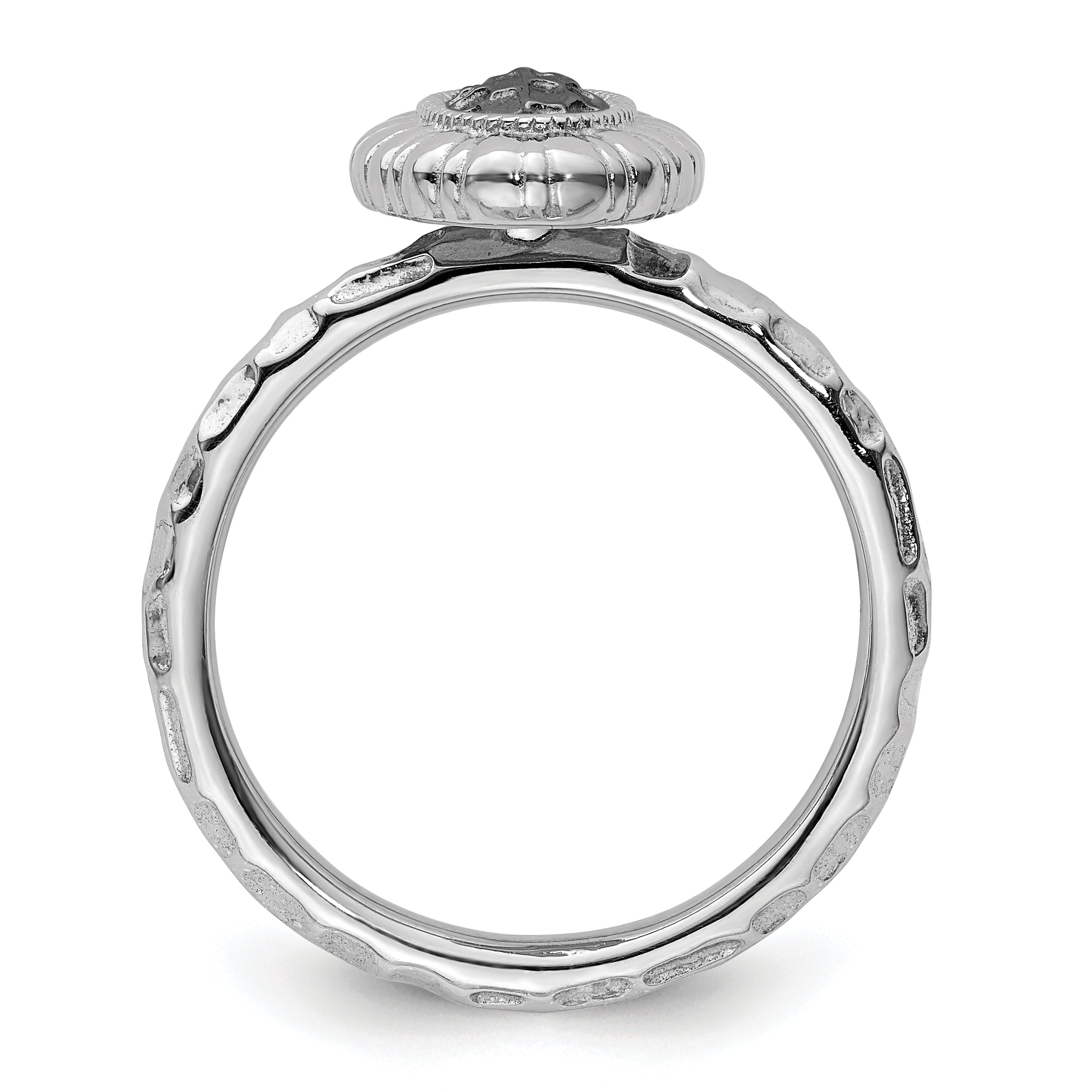 Sterling Silver Stackable Expressions Ruthenium-plated Oval Ring Secondary image