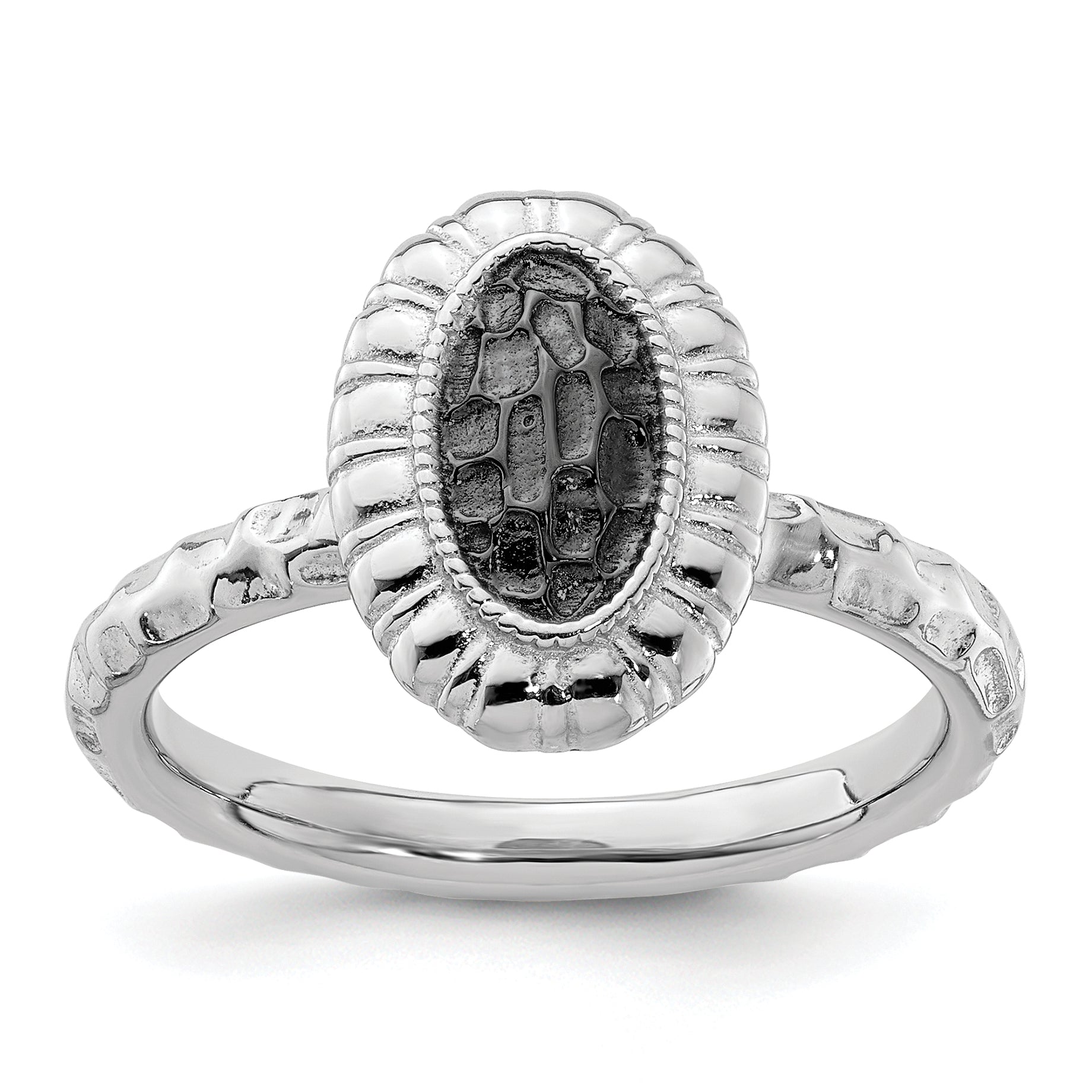 Sterling Silver Stackable Expressions Ruthenium-plated Oval Ring Main image