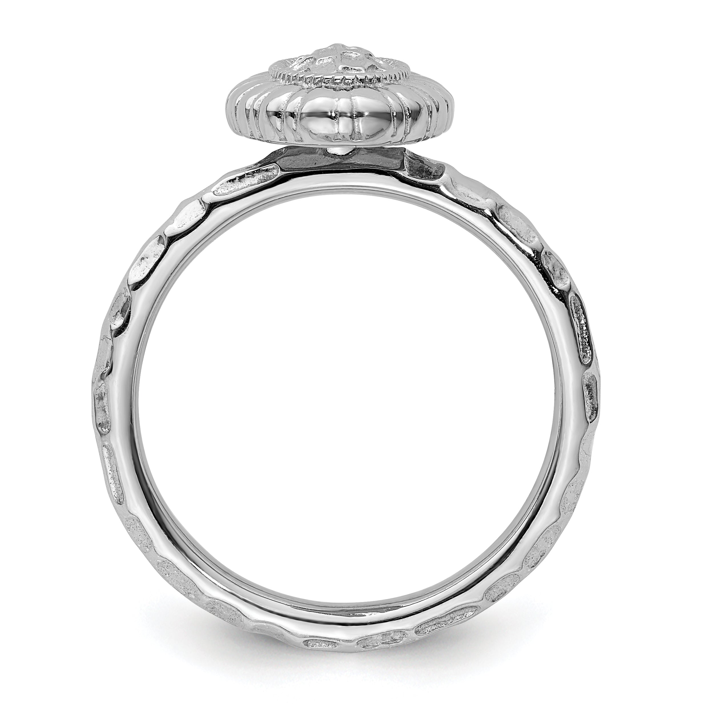 Sterling Silver Stackable Expressions Rhodium-plated Oval Ring Secondary image