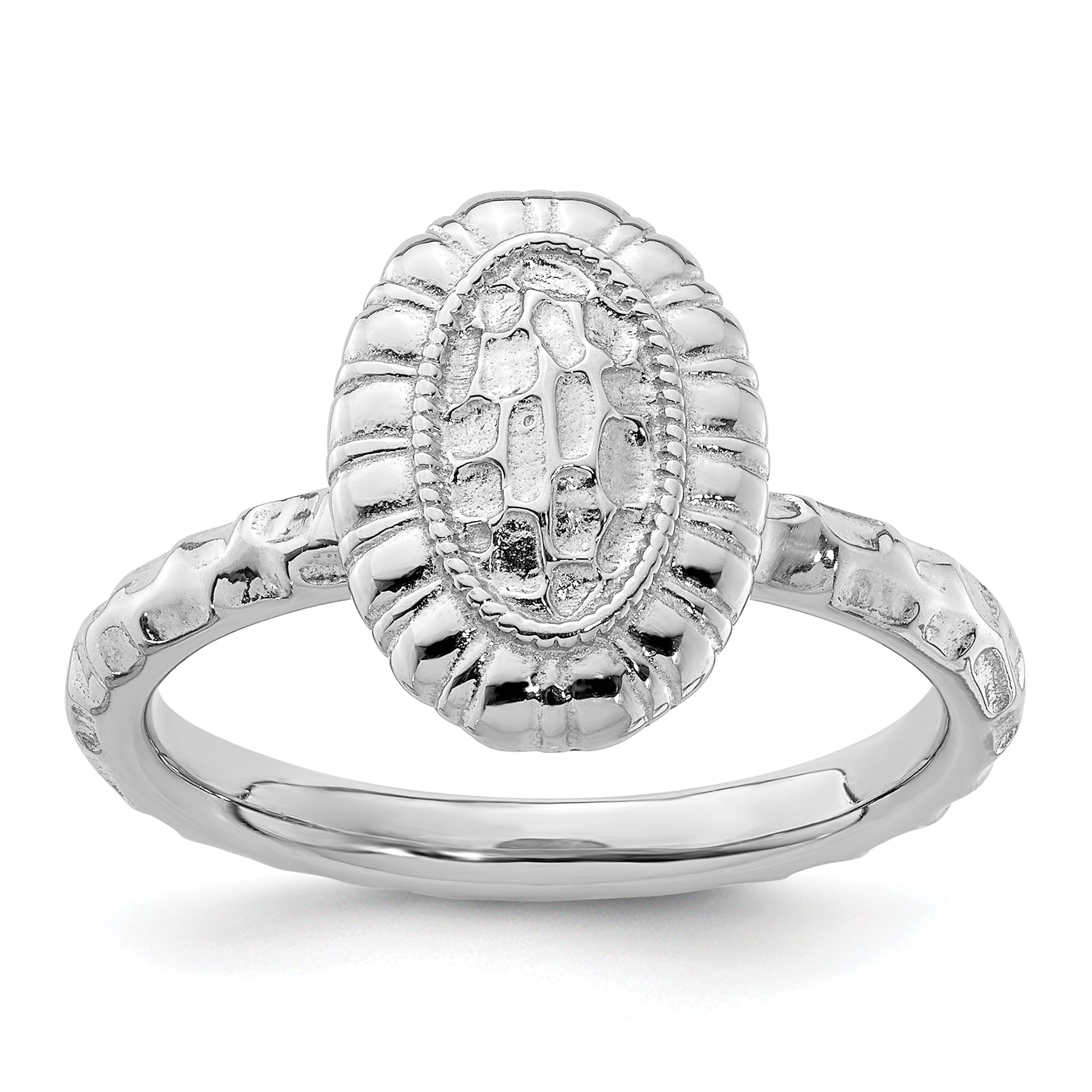 Sterling Silver Stackable Expressions Rhodium-plated Oval Ring Main image