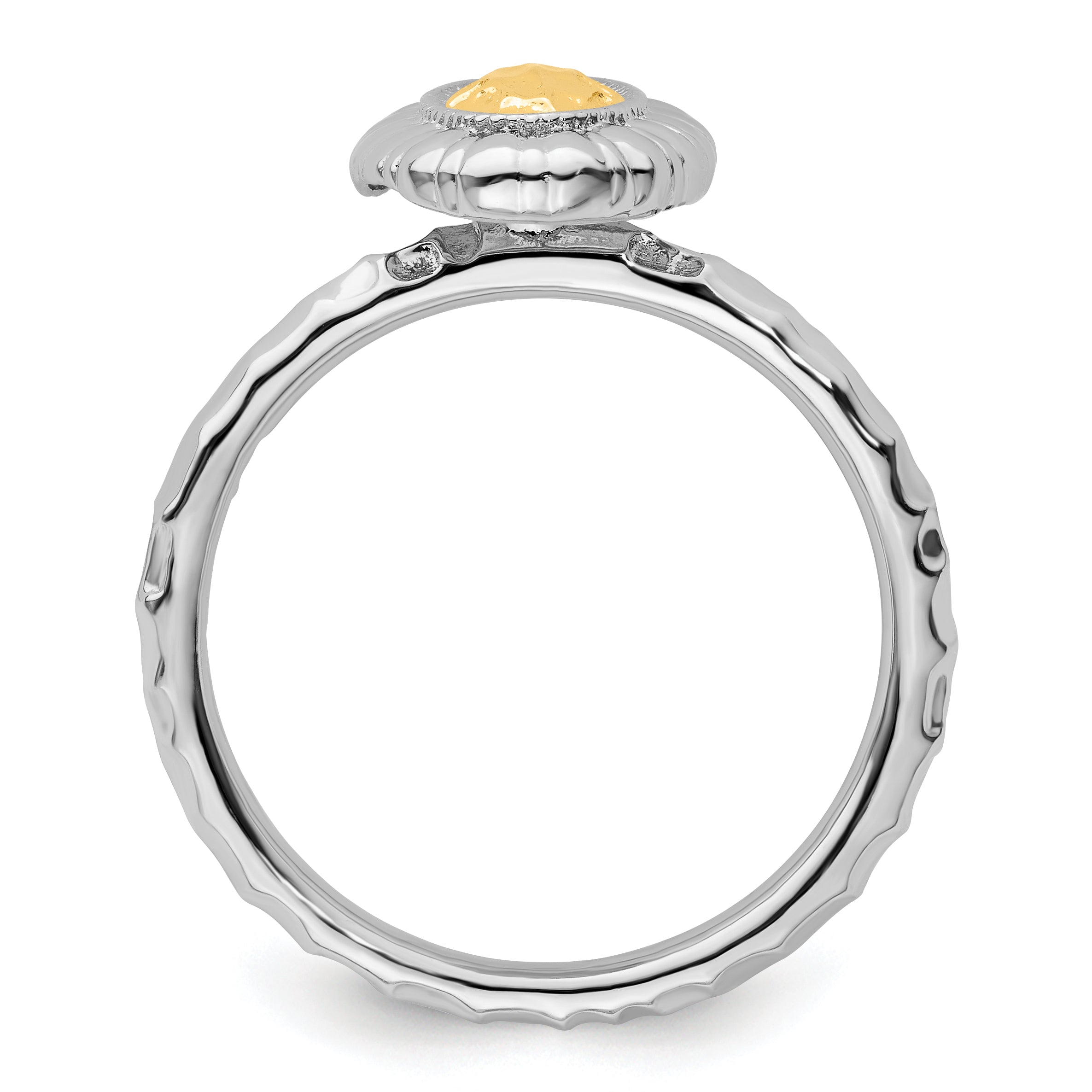 Sterling Silver Stackable Expressions Gold-plated Oval Ring Secondary image