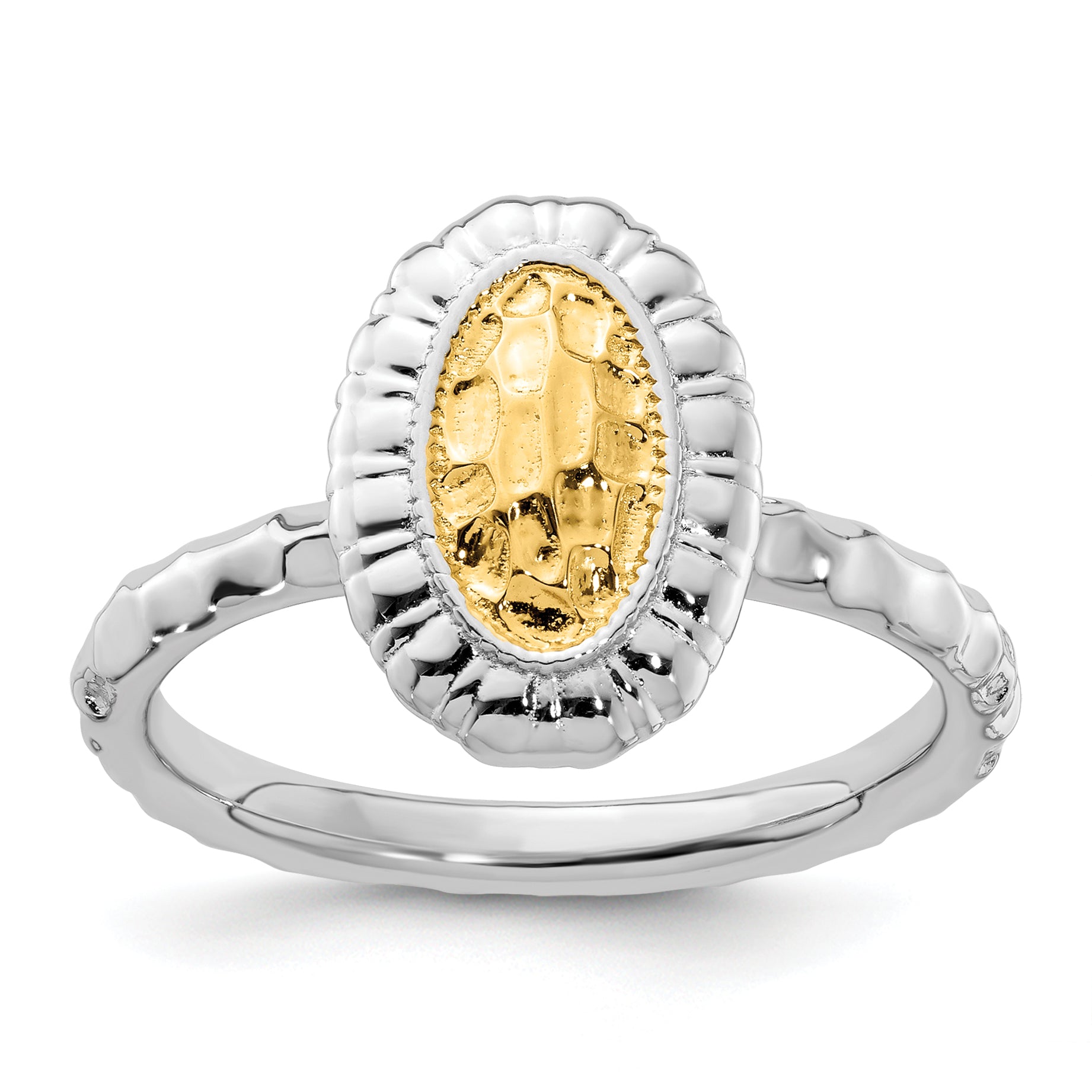 Sterling Silver Stackable Expressions Gold-plated Oval Ring Main image