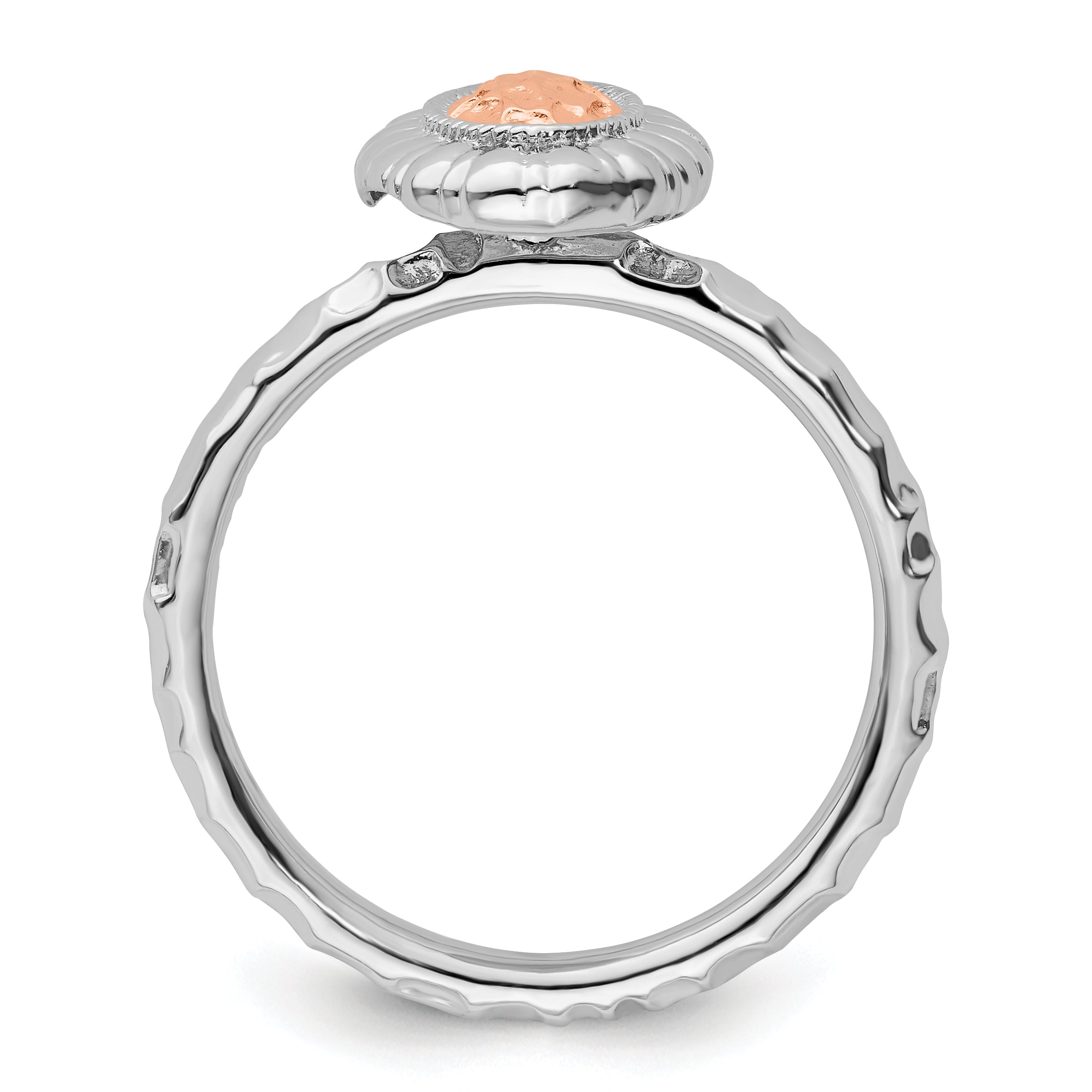 Sterling Silver Stackable Expressions Rose Gold-plated Oval Ring Secondary image