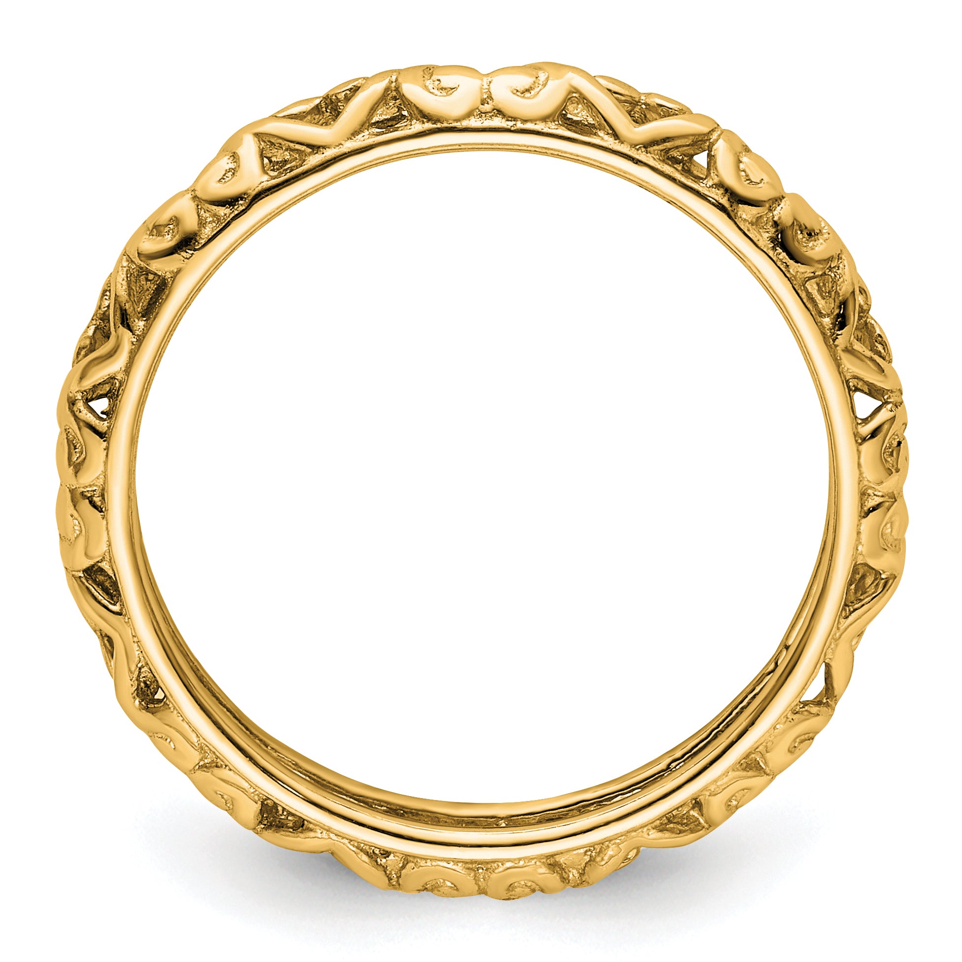 Sterling Silver Stackable Expressions Gold-plated Carved Ring Secondary image