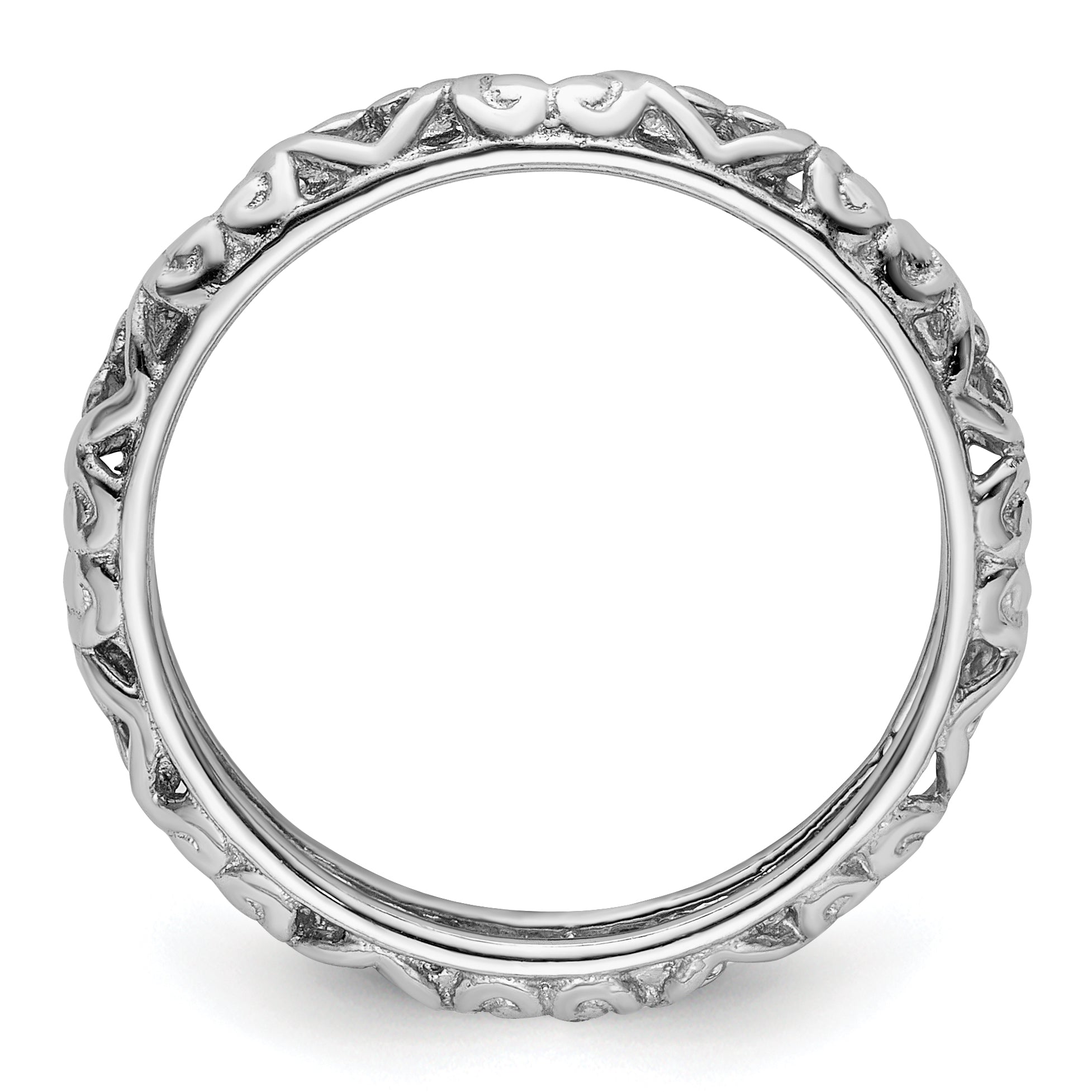 Sterling Silver Stackable Expressions Rhodium Carved Ring Secondary image