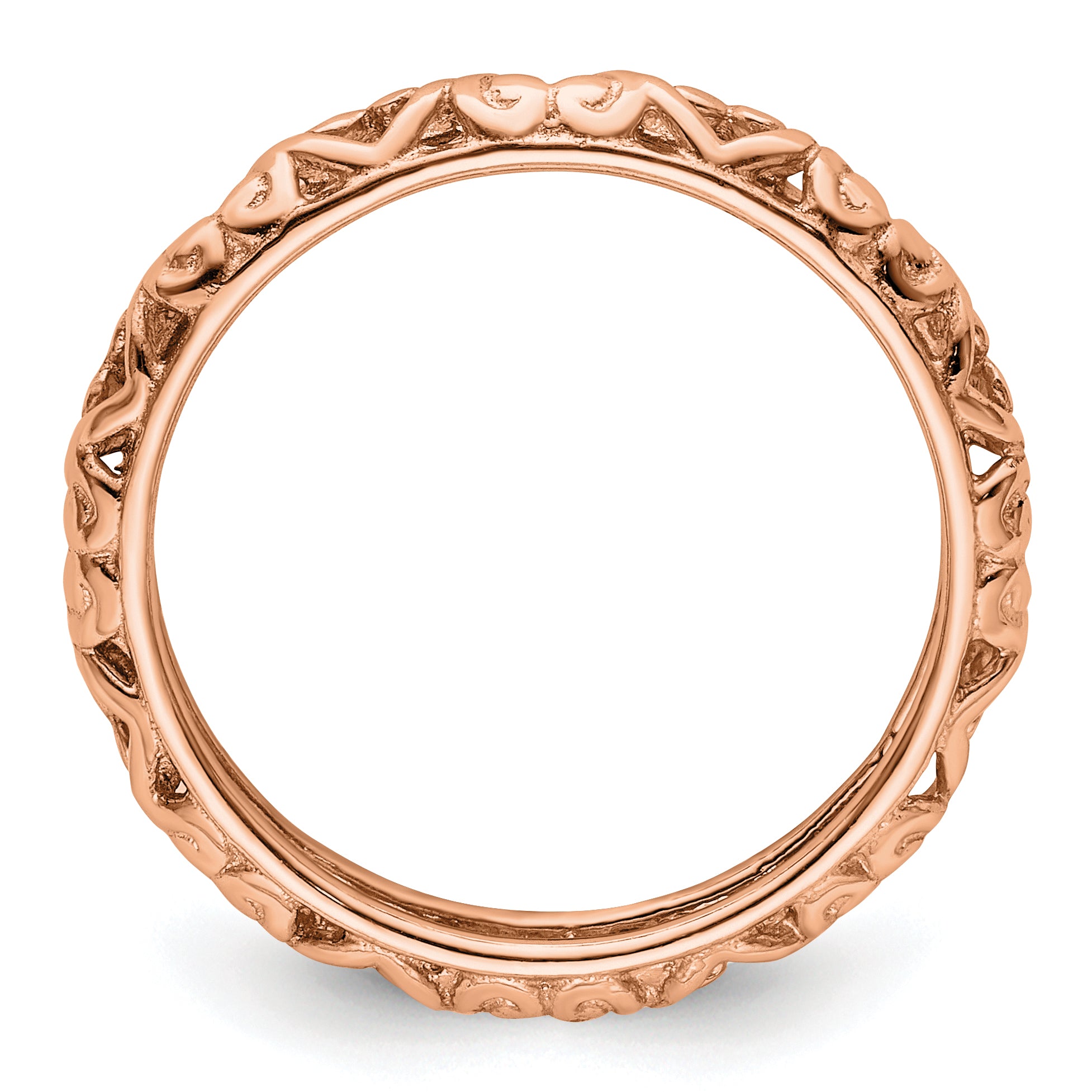 Sterling Silver Stackable Expressions Pink-plated Carved Ring Secondary image