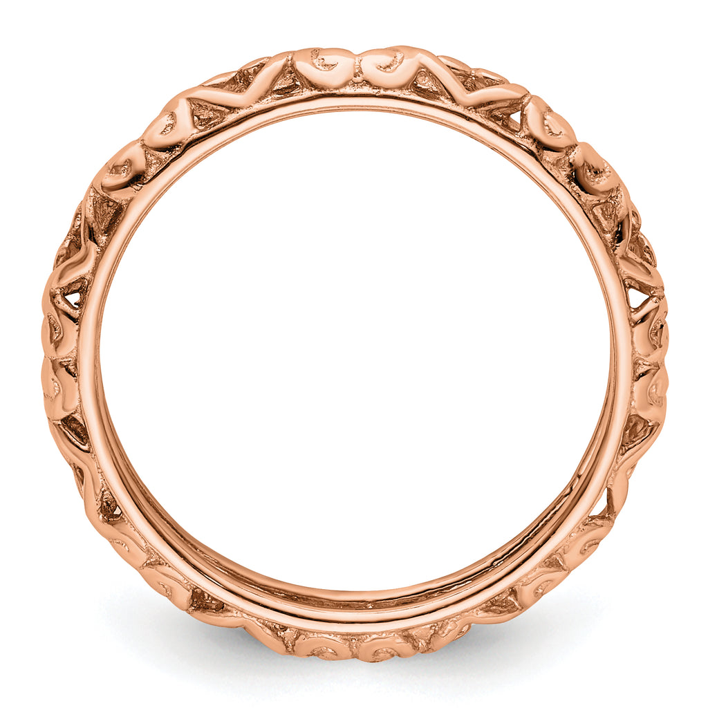 Sterling Silver Stackable Expressions Pink-plated Carved Ring
