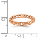 Sterling Silver Stackable Expressions Pink-plated Carved Ring