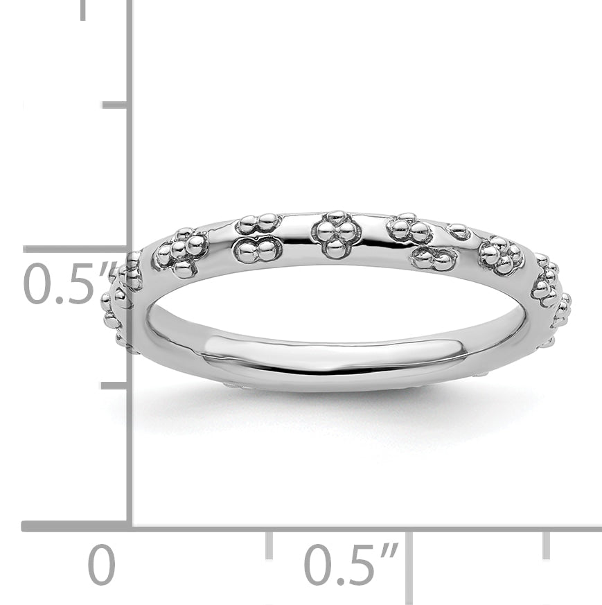 Sterling Silver Stackable Expressions Rhodium Textured Ring