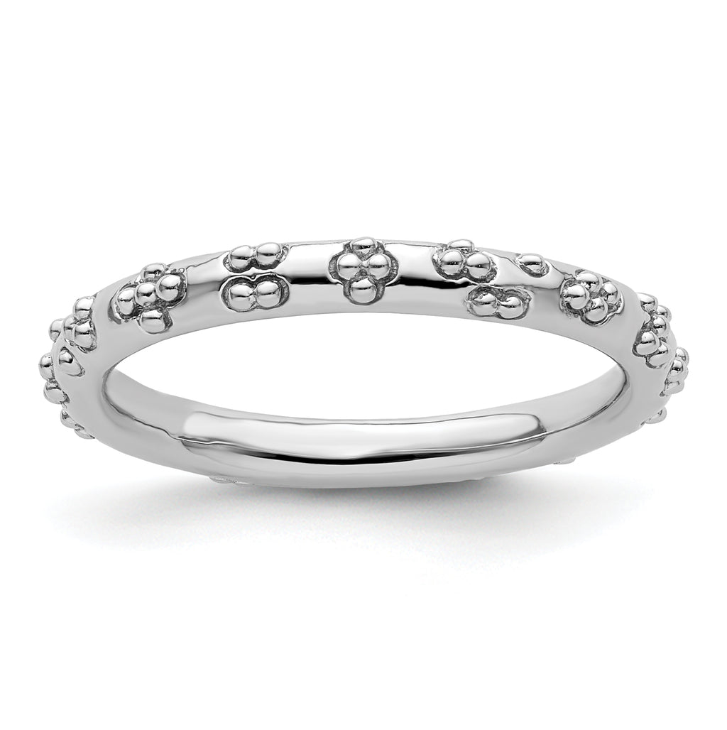 Sterling Silver Stackable Expressions Rhodium Textured Ring