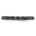 Sterling Silver Stackable Expressions Black-plated Textured Ring