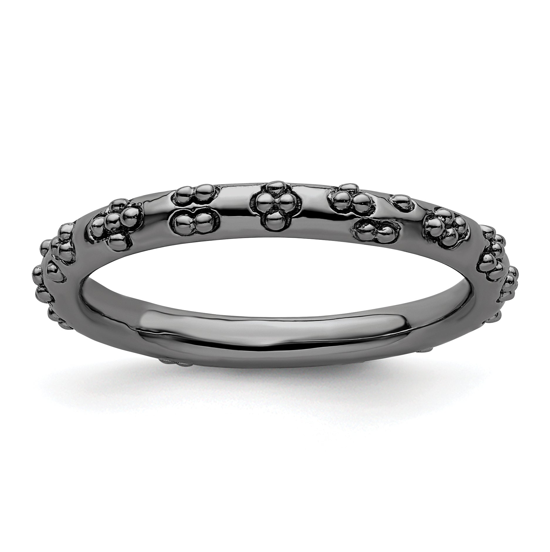 Sterling Silver Stackable Expressions Black-plated Textured Ring Main image