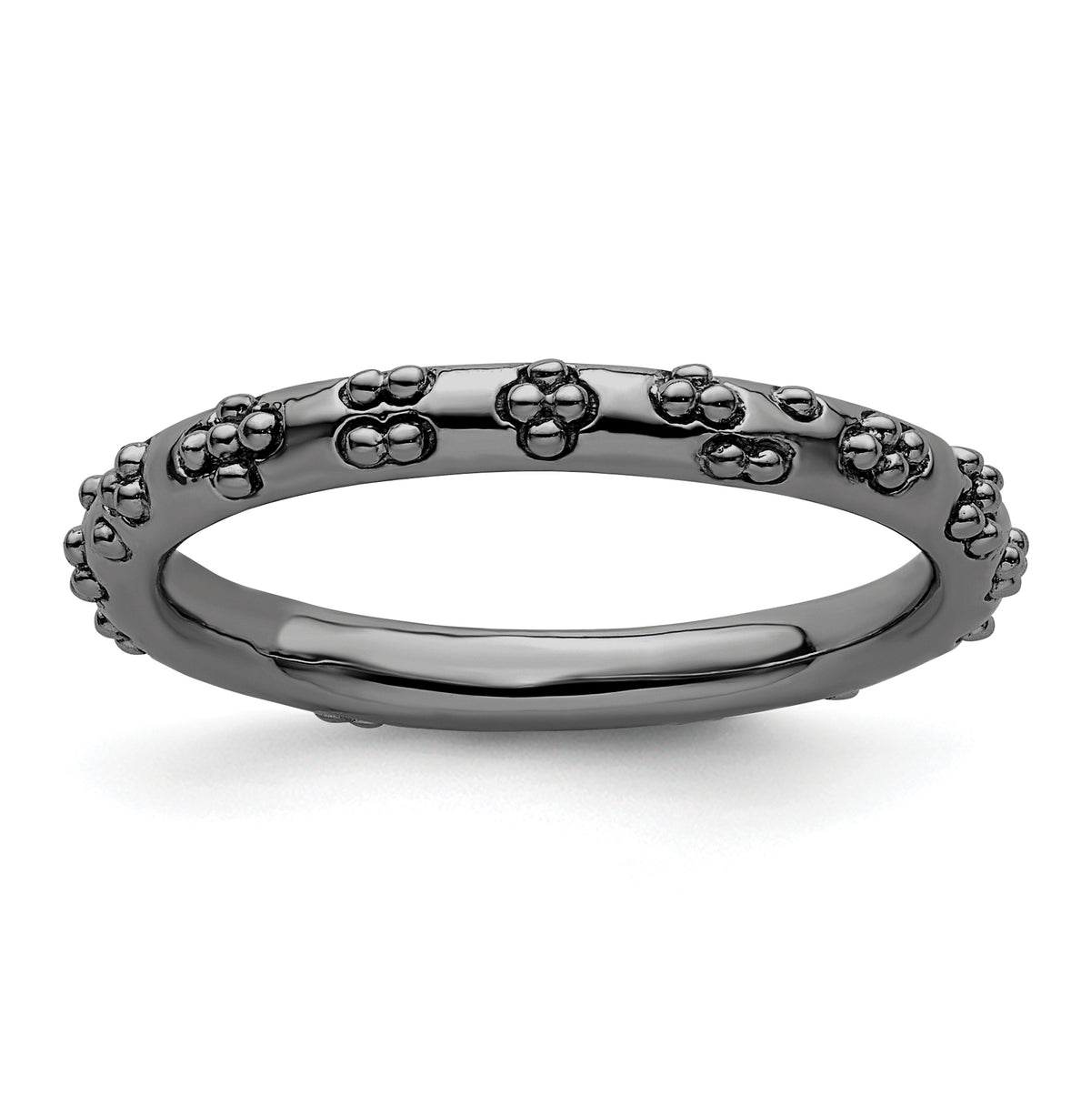 Sterling Silver Stackable Expressions Black-plated Textured Ring