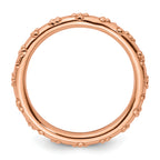 Sterling Silver Stackable Expressions Pink-plated Textured Ring
