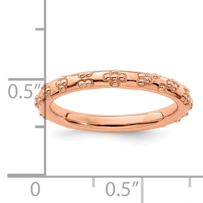 Sterling Silver Stackable Expressions Pink-plated Textured Ring