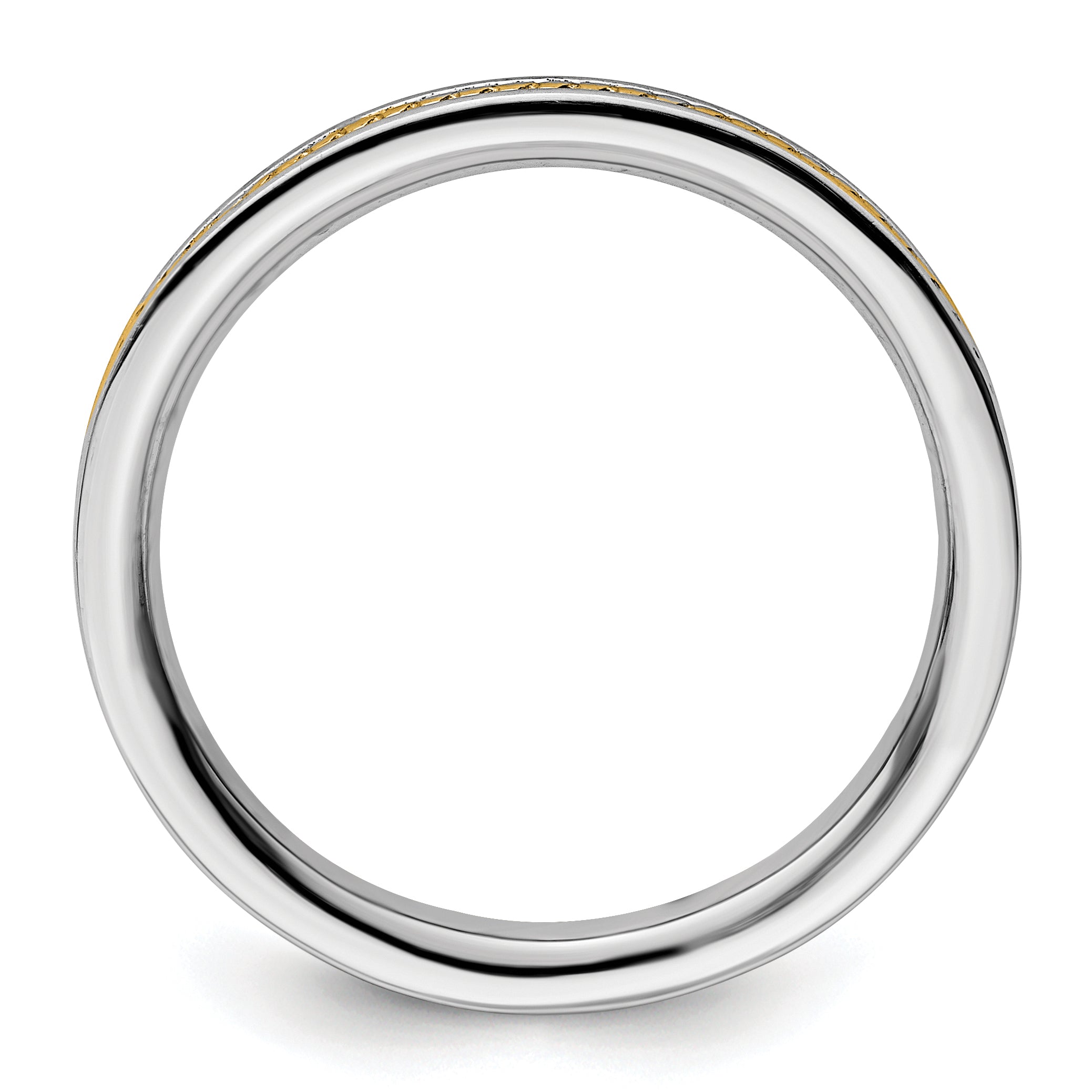 Sterling Silver Stackable Expressions Gold-plated Channeled Ring Secondary image