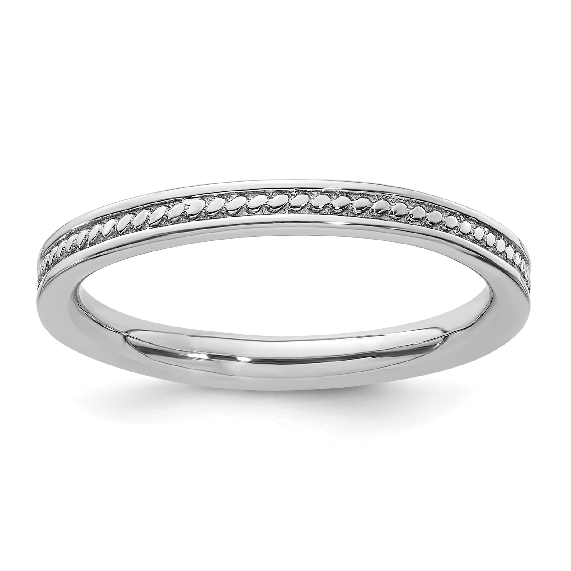 Sterling Silver Stackable Expressions Rhodium Channeled Ring Main image