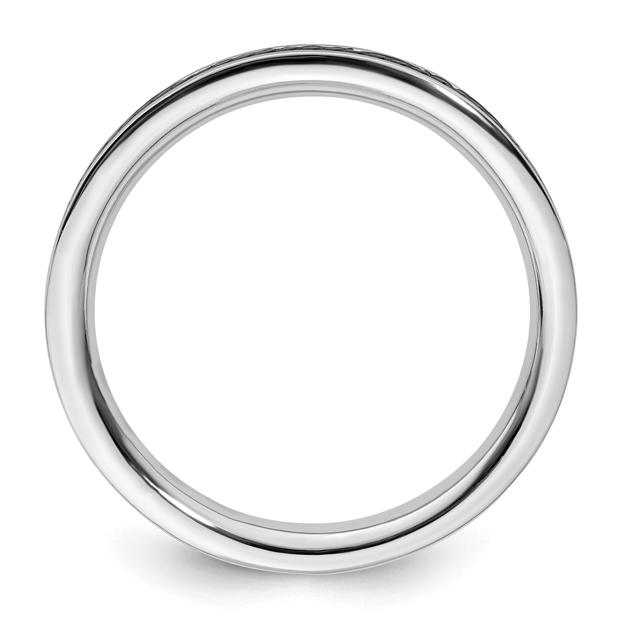 Sterling Silver Stackable Expressions Black-plated Channeled Ring Secondary image
