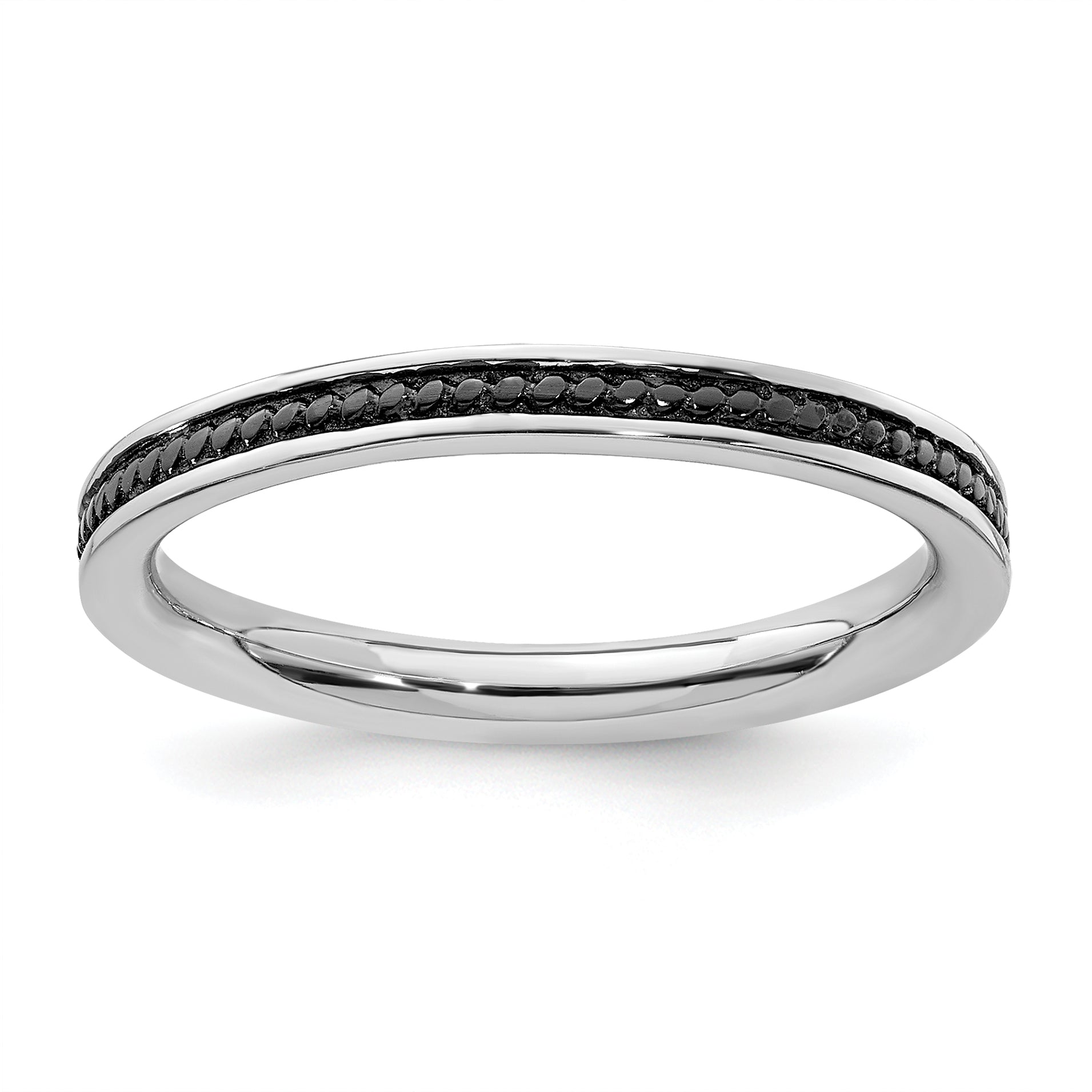 Sterling Silver Stackable Expressions Black-plated Channeled Ring