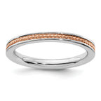 Sterling Silver Stackable Expressions Pink-plated Channeled Ring