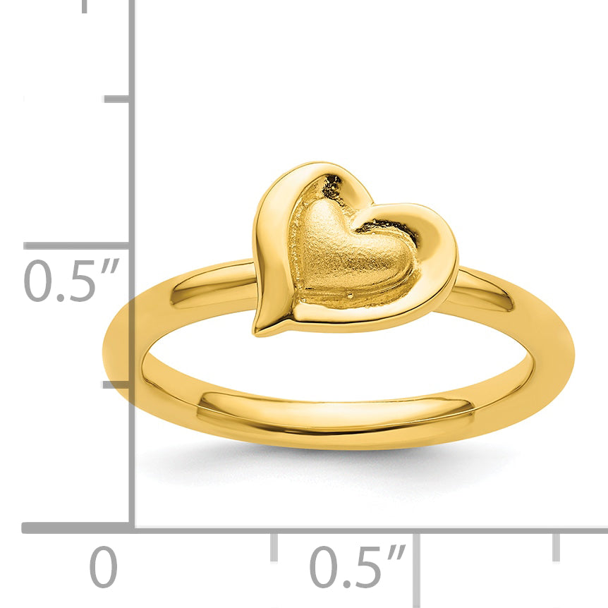 Sterling Silver Stackable Expressions Gold-plated Heart Ring