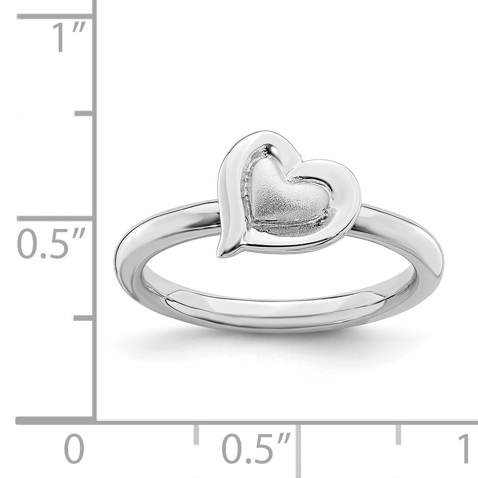 Sterling Silver Stackable Expressions Rhodium Heart Ring