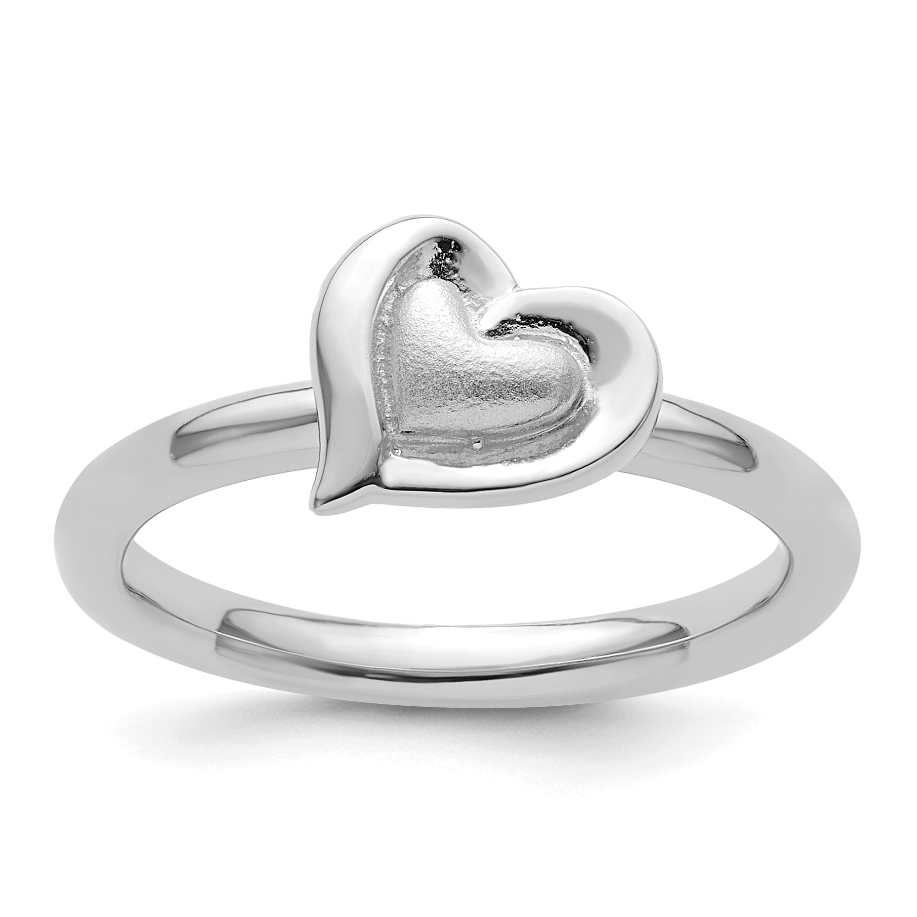 Sterling Silver Stackable Expressions Rhodium Heart Ring Main image