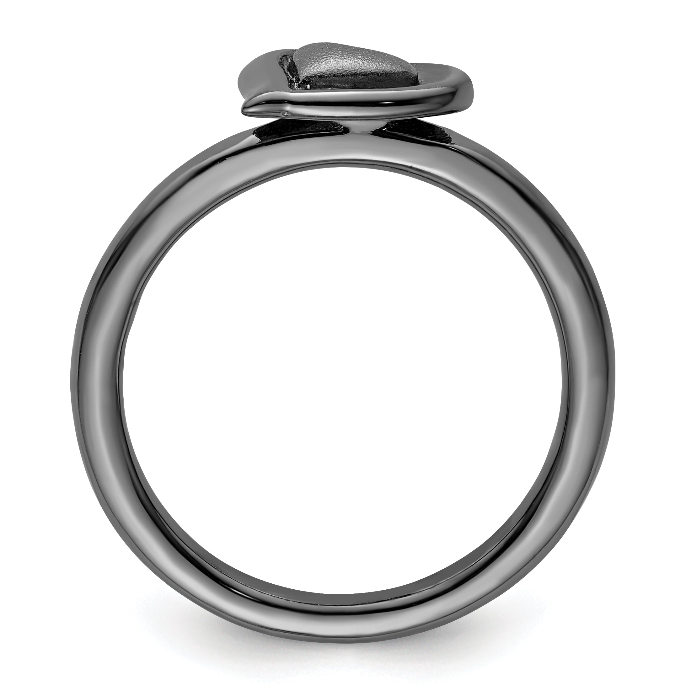 Sterling Silver Stackable Expressions Black-plated Heart Ring Secondary image