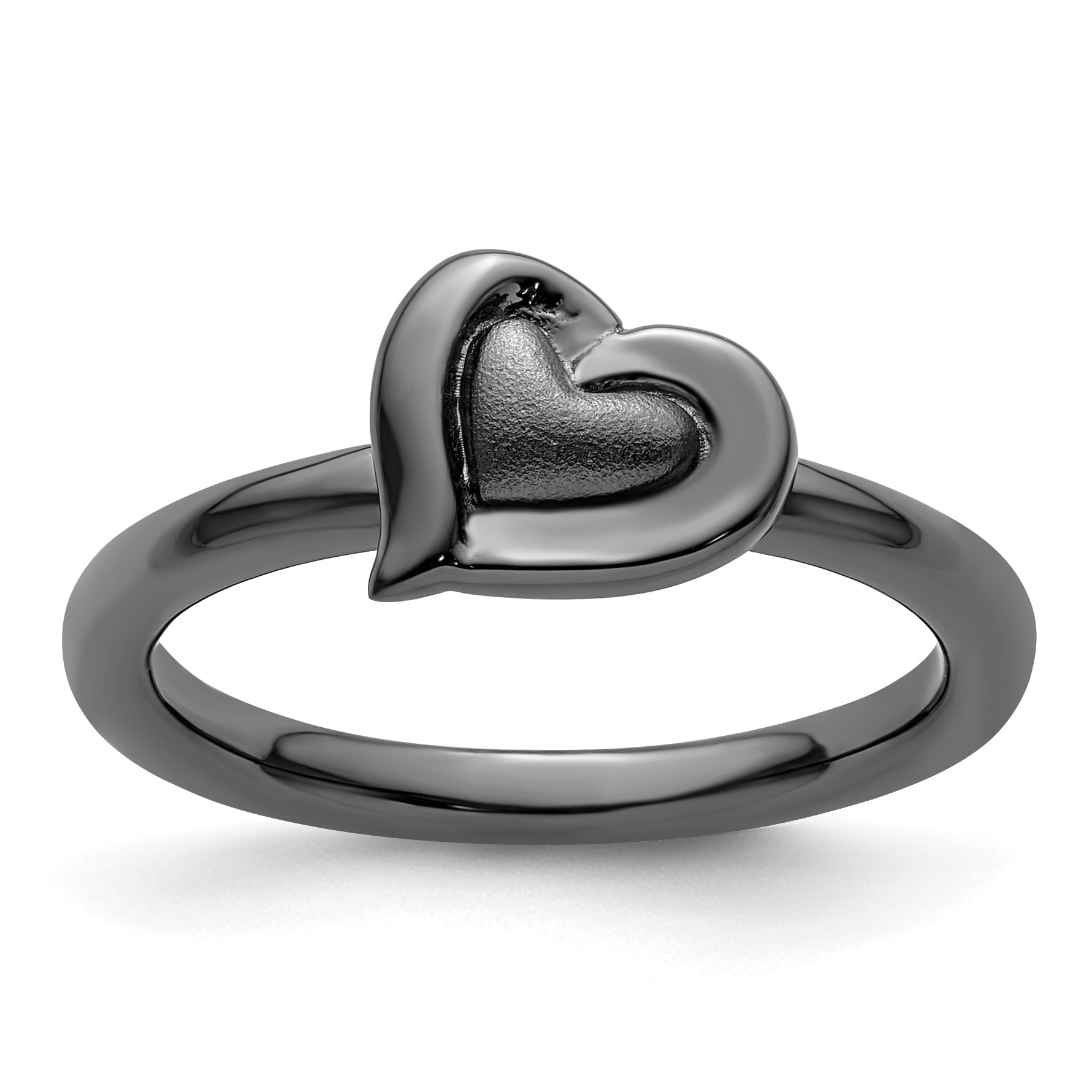 Sterling Silver Stackable Expressions Black-plated Heart Ring Main image