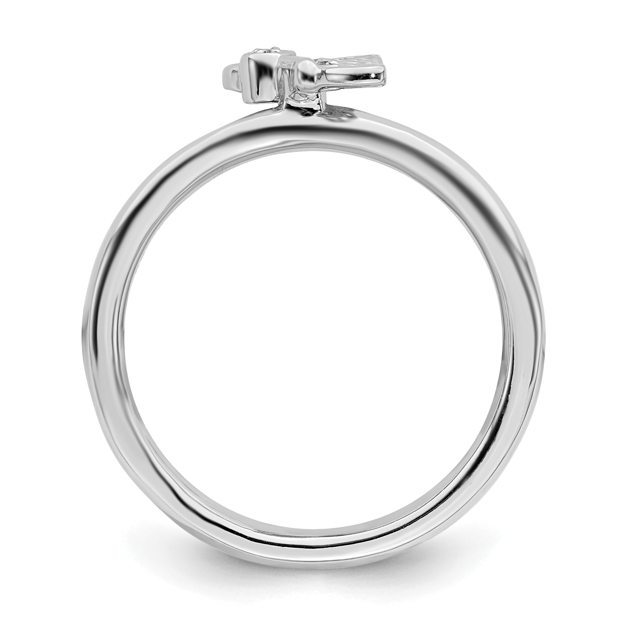Sterling Silver Stackable Expressions Rhodium Butterfly w/Diamond Ring Secondary image