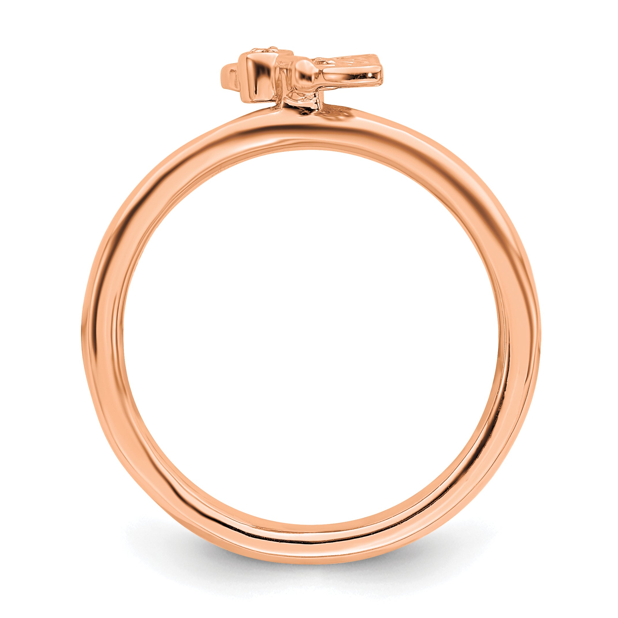 SS Stackable Expressions Rose Gold-plated Butterfly w/Diamond Ring