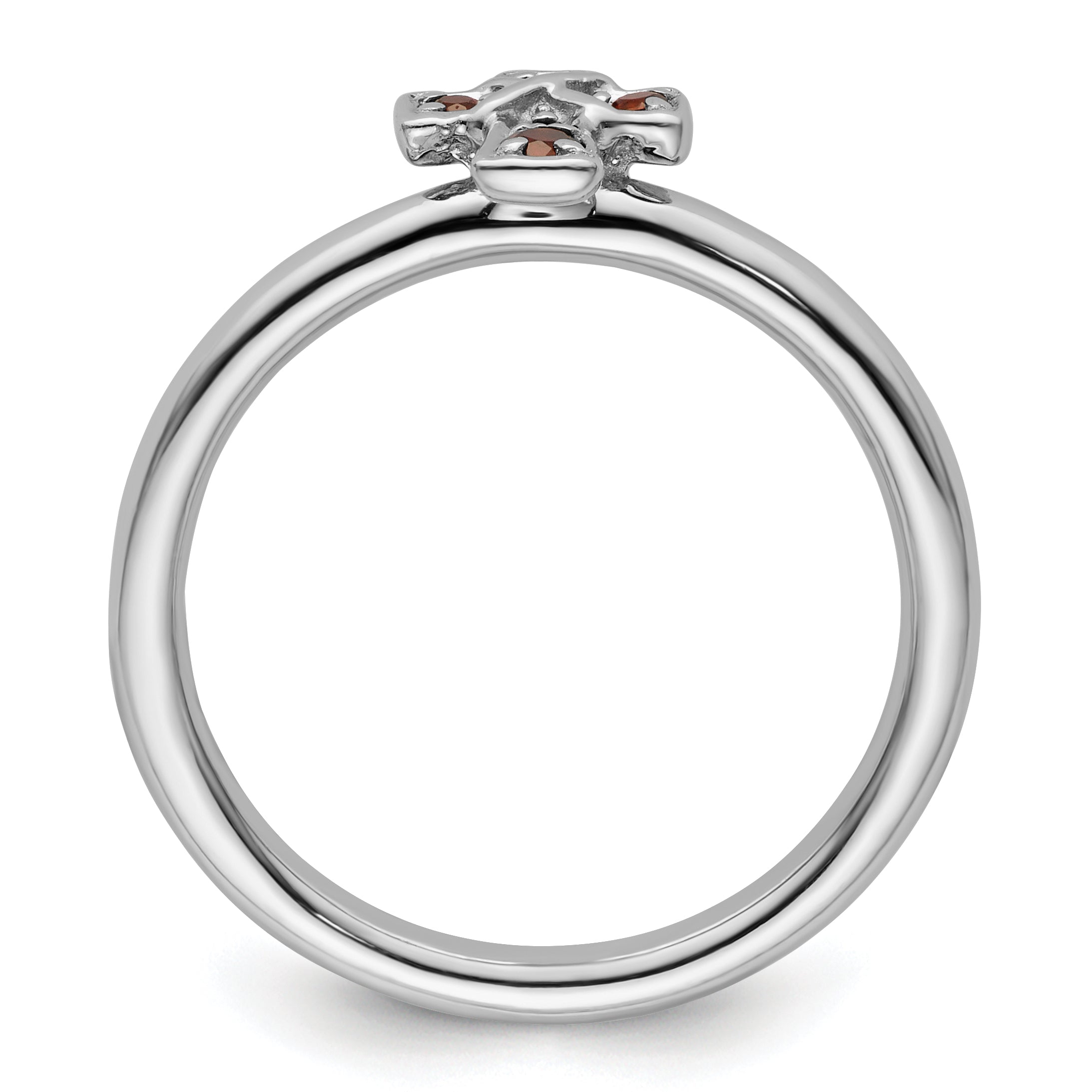 Sterling Silver Stackable Expressions Rhodium Garnet Cross Ring Secondary image