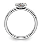 Sterling Silver Stackable Expressions Rhodium Garnet Cross Ring