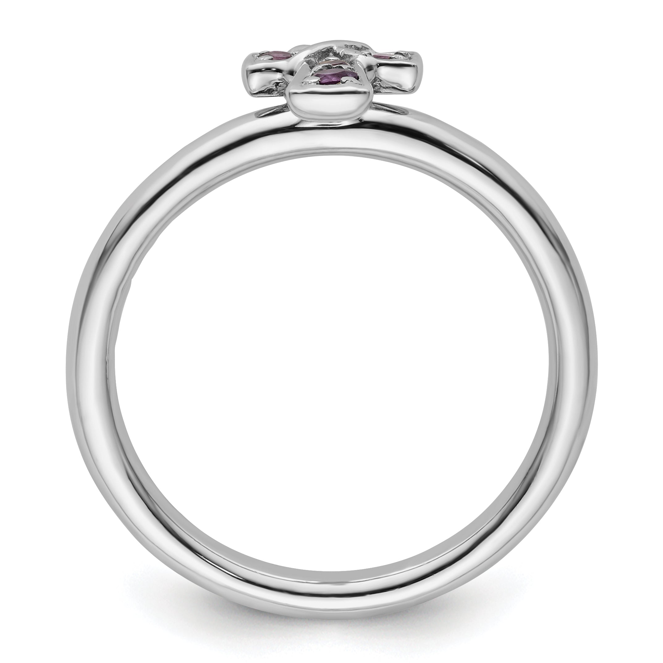 Sterling Silver Stackable Expressions Rhodium Amethyst Cross Ring Secondary image