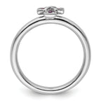Sterling Silver Stackable Expressions Rhodium Amethyst Cross Ring