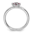 Sterling Silver Stackable Expressions Rhodium Rhodolite Garnet Cross Ring