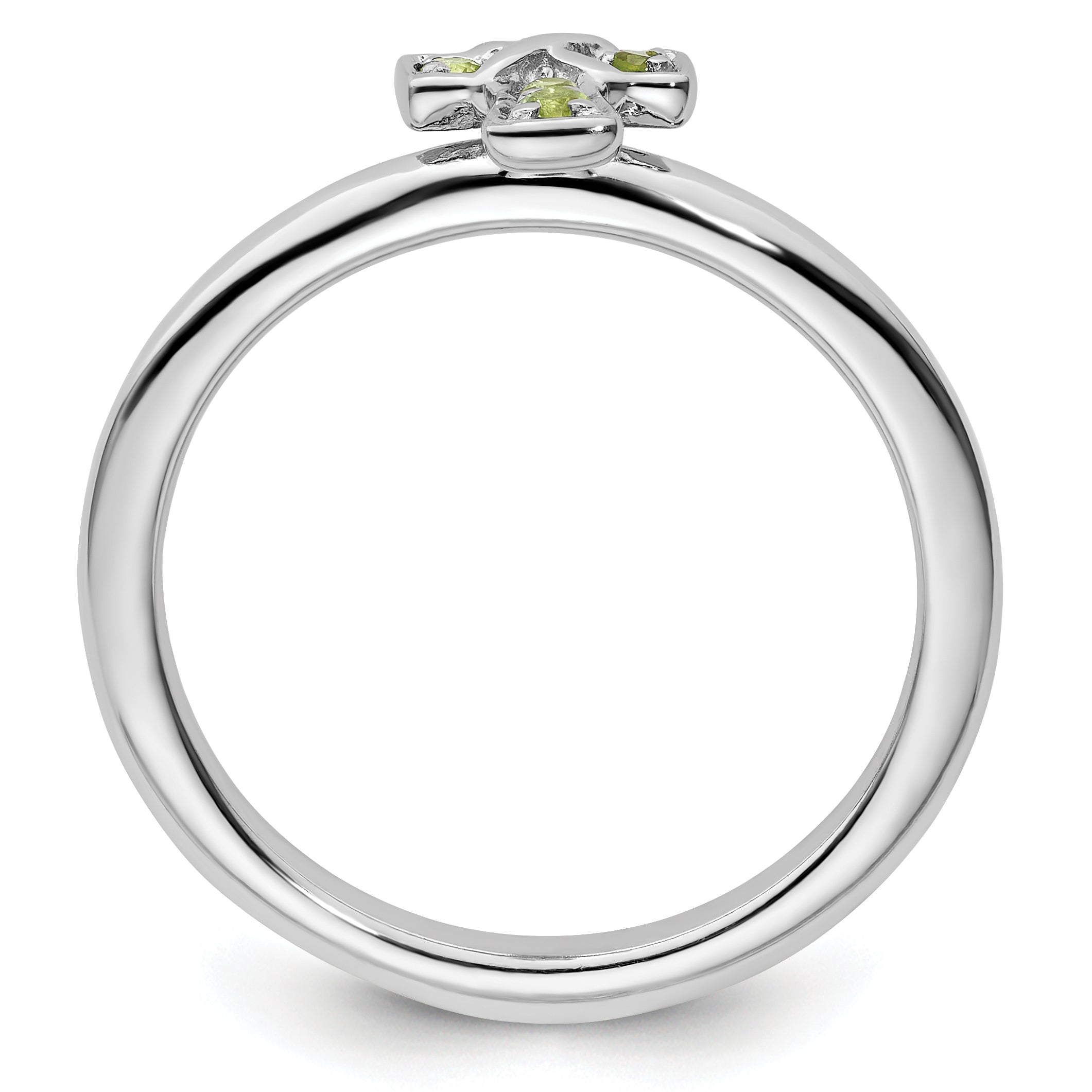 Sterling Silver Stackable Expressions Rhodium Peridot Cross Ring Secondary image