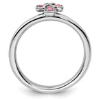 Sterling Silver Stackable Expressions Rhodium Pink Tourmaline Cross Ring